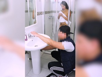 Daniela Nerea Sends Us Her Hidden Camera Giving the Plumber a Little Surprise! Am I Good at It? ;))