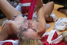 German Blonde Sucks Dildo