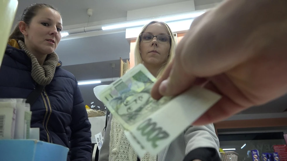 This was the deal of the year!!! You won't believe your eyes. A terrible pissed woman dragged a blonde chick into out shop because she owed her a shitload of money. The beauty came with an expensive watch, but it still wasn't enough. I offered her a bonus if she comes with me to the back. My colleague went with her to test her and he discovered a gem of huge value. The cock-eyed princess had the body of a model, giant silicone tits and an appetite for anal sex!!! Together we fucked all the orifices we found. She got the first load of cum on her huge tits and she swallowed the second cuming. My colleague emptied himself into her asshole. It was such a load it started flowing out immediately. Double anal massacre with a busty bombshell! And also a watch that I will sell for five times more. I love my job!!!