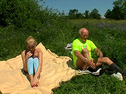 Grandpa and Teen Outdoor Fuck