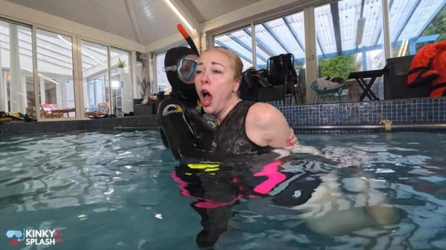 Scuba Lesson Brat Hogtied And Thrown In The Deep
