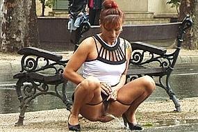 Girl Pee in the Rain