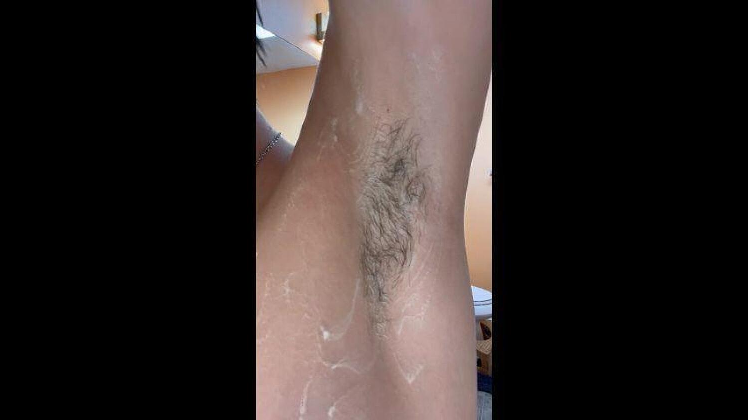 Faceless Armpit Shave Closeup