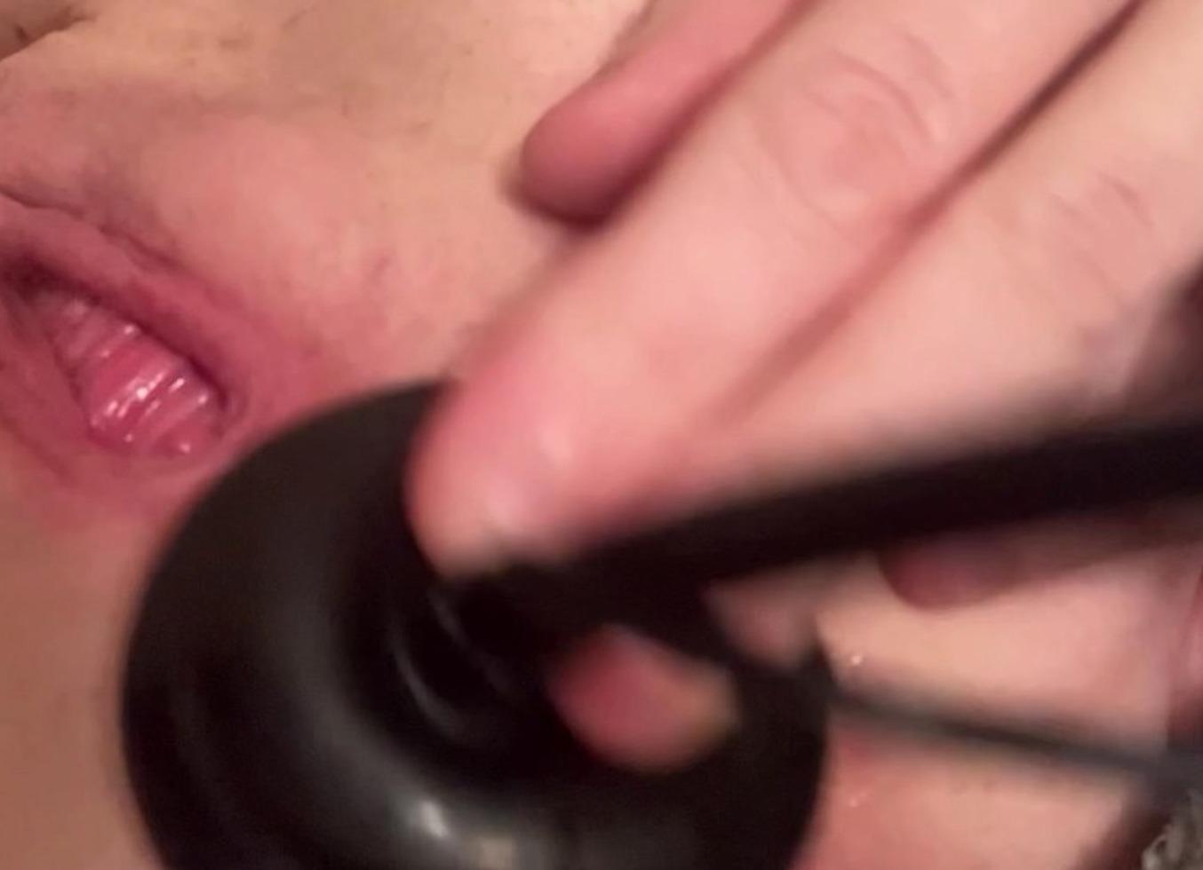 Dipping And Stretching My Asshole With Inflatable Plug!