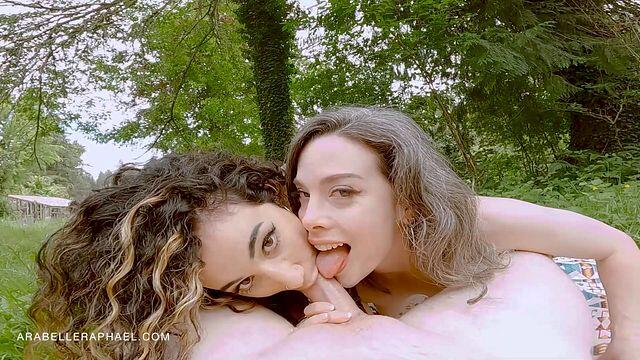 POV: Sloppy Blowjob From Two Babes In Public Park (Arabelle Raphael And Nicole Vaunt)
