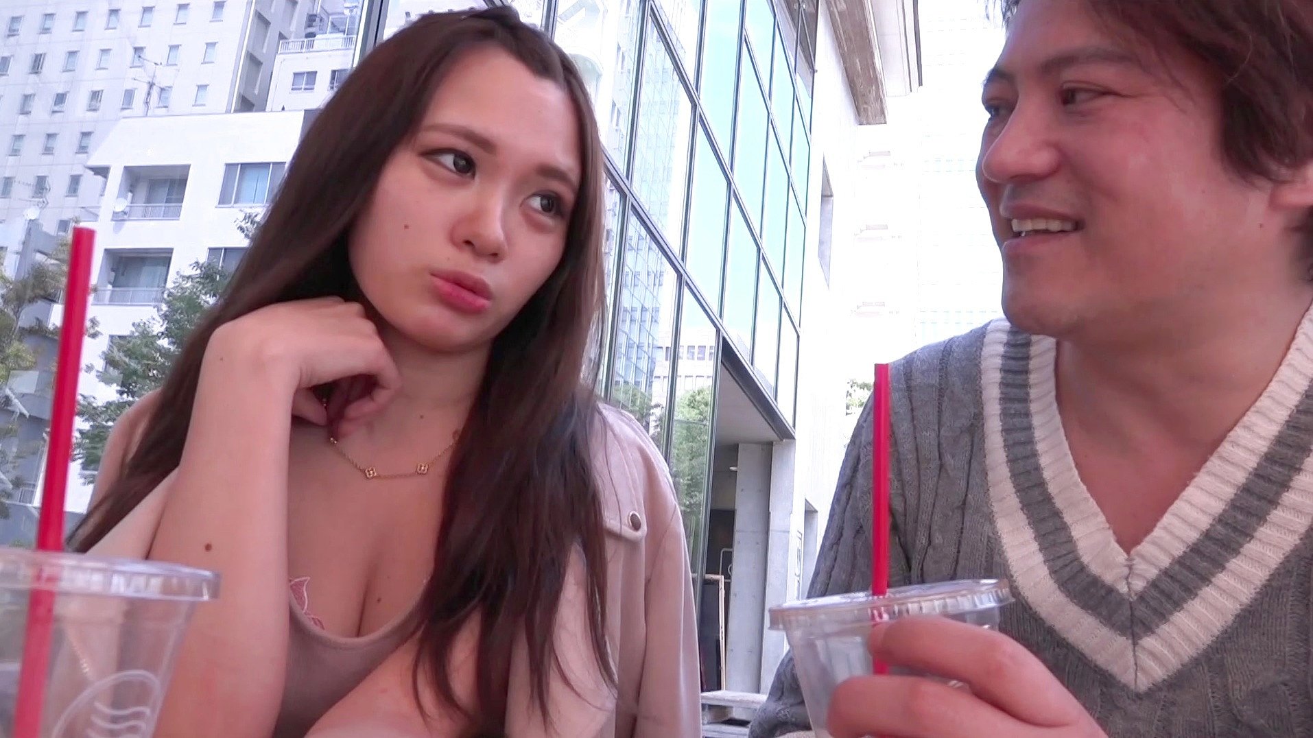 Aiko Works Hard to Fit That Big White Cock Into Her Tight Asian Pussy!