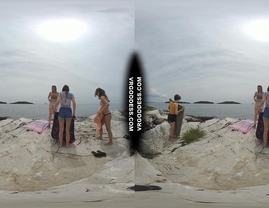 Four Hot Goddesses Sunbathing and Chilling on Nude Beach on Vacation