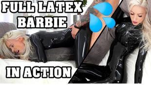 Full Latex Barbie in Action! Super Wet !!!