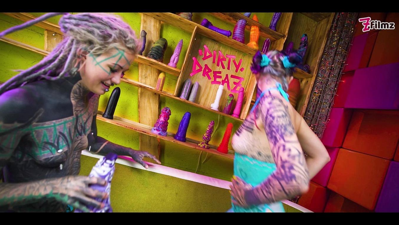 2 Tattoo Lesbians Anal Play With Big Toys In There Assholes - ATM, Gapes, Real Orgasm