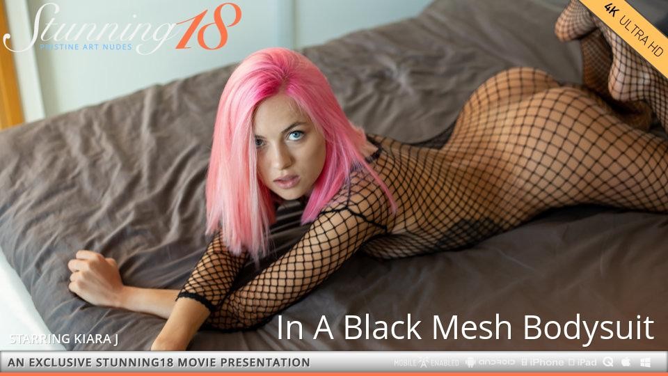 Kiara - in a Black Mesh Bodysuit