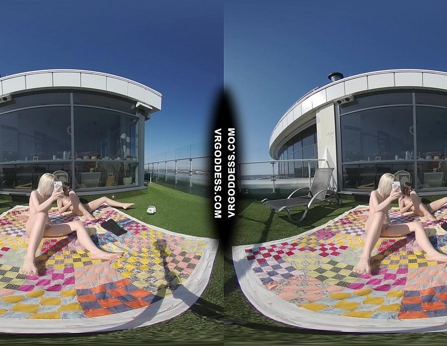 2 Hot Girls Rebeka Ruby and Ingrida Masturbating in the Sun with Glass Dildos Bubbles and Sunbathing