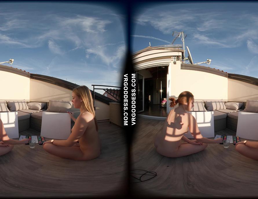 Kristina And Mira Painting Nude On Balcony During Vacation In Italy