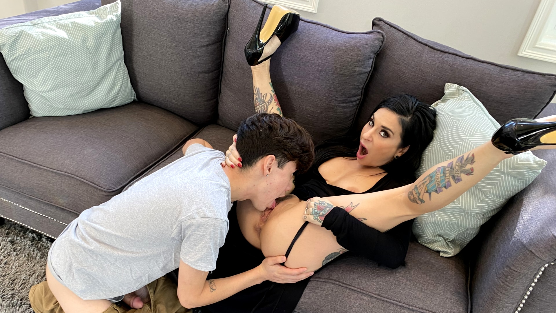 Hot Tattooed MILF Joanna Angel Fucks a Young Pervy Trespasser
