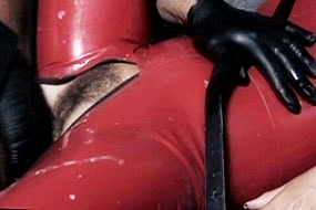 Leather Babe Gets Cum