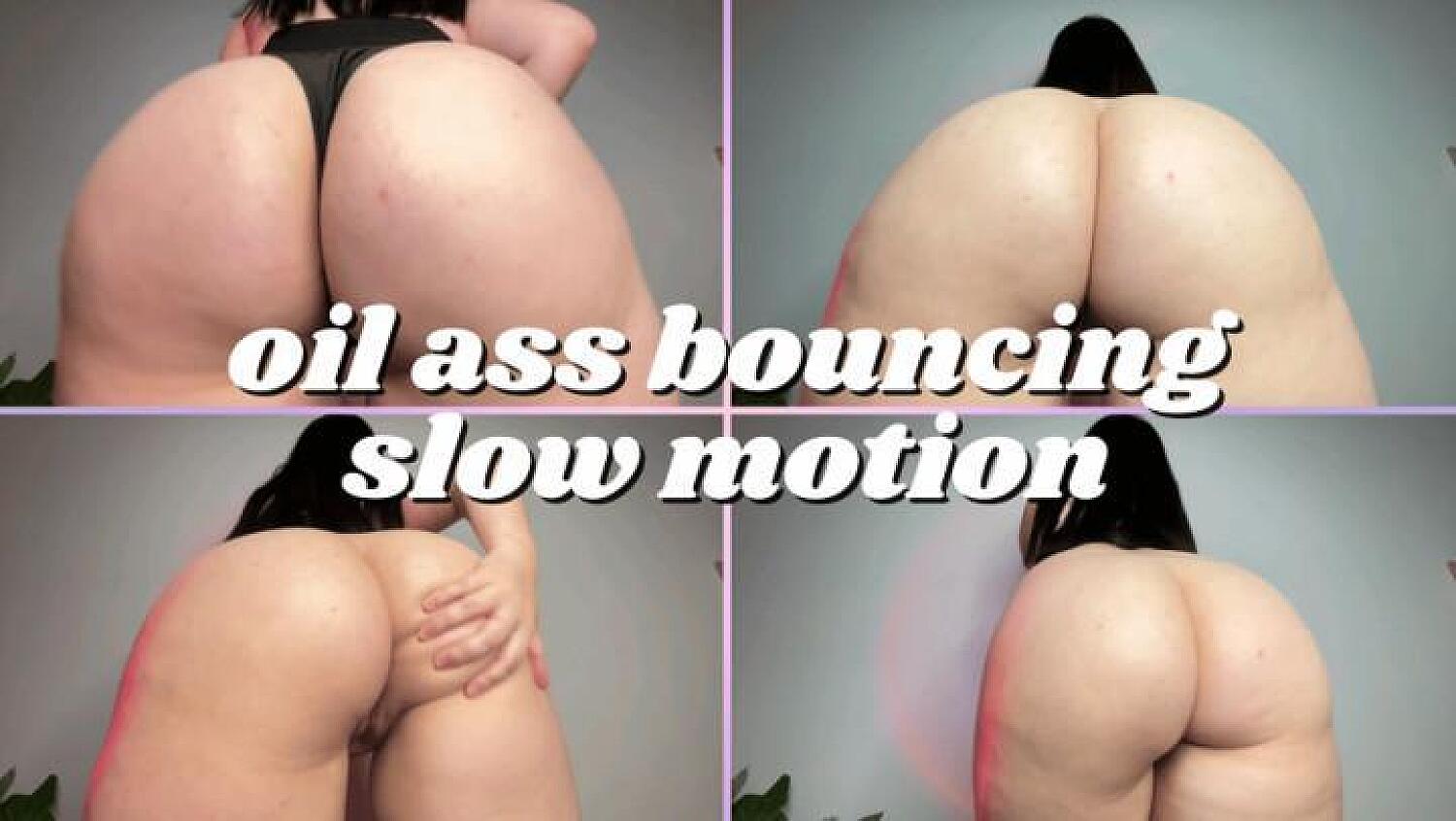 Oil Ass Bouncing In Slow Motion