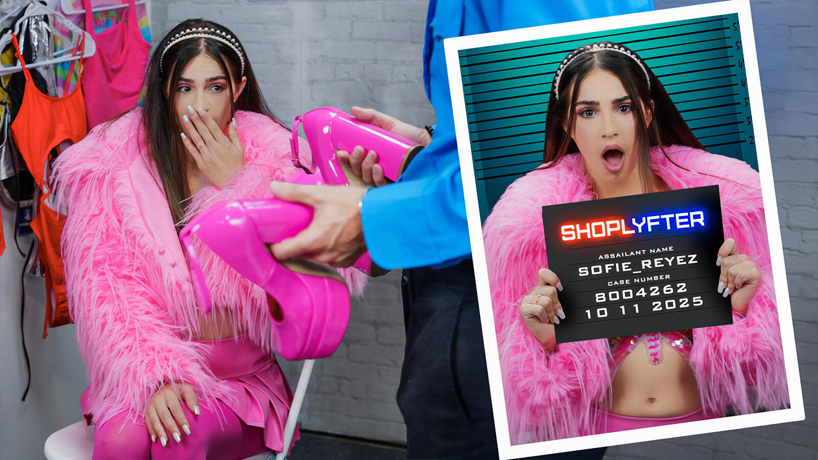 Fine, it's true. I stole a pair of heels, but I just wanted to look good for my concert, and they were so expensive. I didn't think I might go to jail for something like that. The security guard even made me undress for him so he could do a cavity search. Did he really have to touch every inch of my body? He even ripped my tights and shoved his fingers inside my pussy! When he made me bend over and I felt his hand inside me, I had to prevent myself from moaning. I knew what he was doing was wrong, but it felt so good. Then, he grabbed my tits, got my nipples hard, and asked me to do something for him. If I did what he wanted, he was going to let me go, and I would even be able to keep the heels. He didn't have to tell me what he wanted. When he made me get on my knees and dropped his pants, I knew exactly what that was. His cock tasted like power and freedom, and every drop of cum was making me hornier. Why was my pussy so wet for a security guard? Then, he fucked me so hard I couldn't even pretend I didn't like it. Can you blame me? His dick was hard and fat, riding it gave me an orgasm, and I was going to leave his office with his cum inside me and brand new heels.