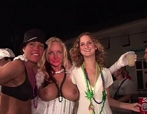 Fantasy Fest Girls Flashing Tits Pussy and Random Party Girls Lick Pussy in Public Bar