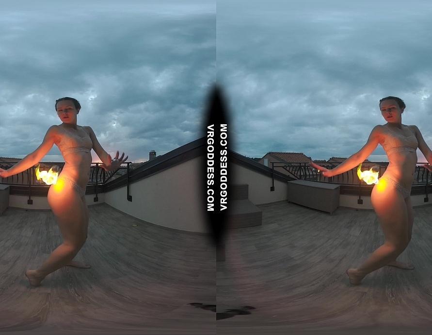 Ginger Babe Lea on Vacation Sunset Fire Dancing Hot Masturbation Fire Crotch Playing with Fire
