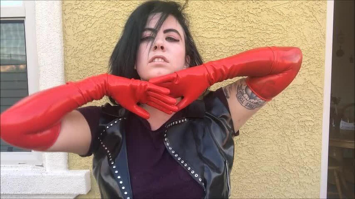 Long Red Latex Gloves