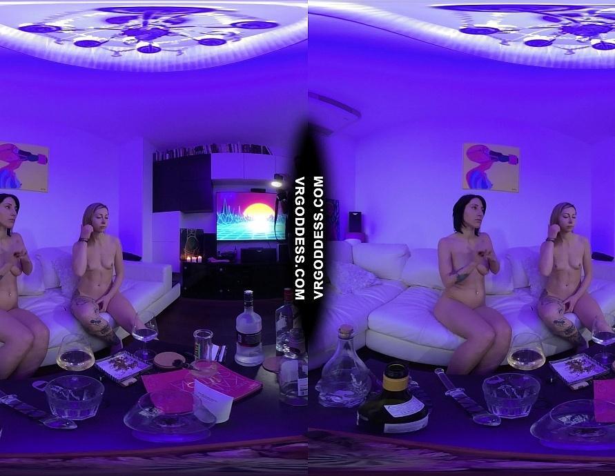 Black Light Chilling with Lesbians Alex and Blake Pussy Licking Drinking Lesbo Private Party