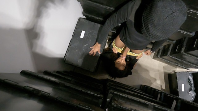 Coworkers Fuck in the Warehouse While Hiding From Management