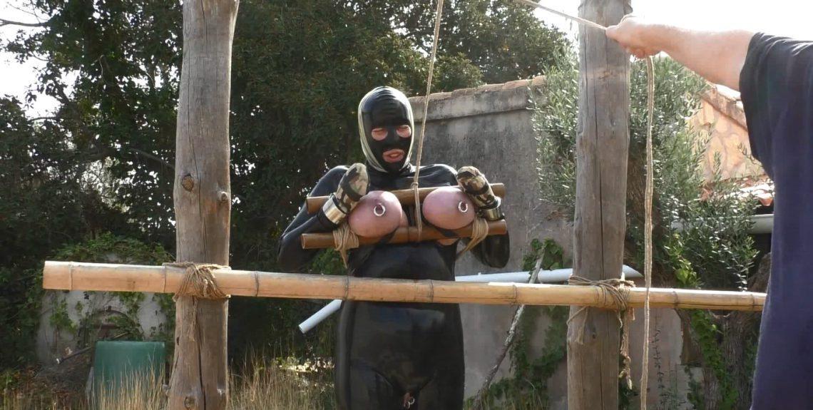 Outdoor Breast Training For Titslave Eva