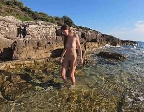 Rebeka Ruby Nude on a Beach Walking in the Water Searching for Interesting Shells