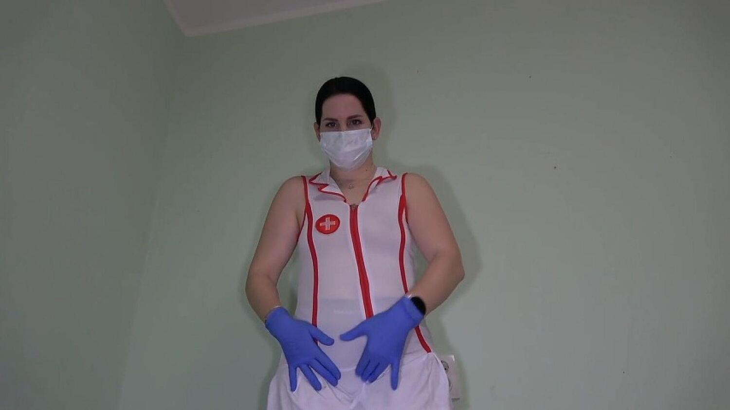 Robot Nurse Anna Masturbates With Wristwatch And Gloves