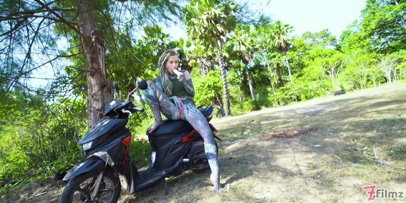 Public Solo Anal - Massive Gape, Prolapse, Squirt On Motor Scooter