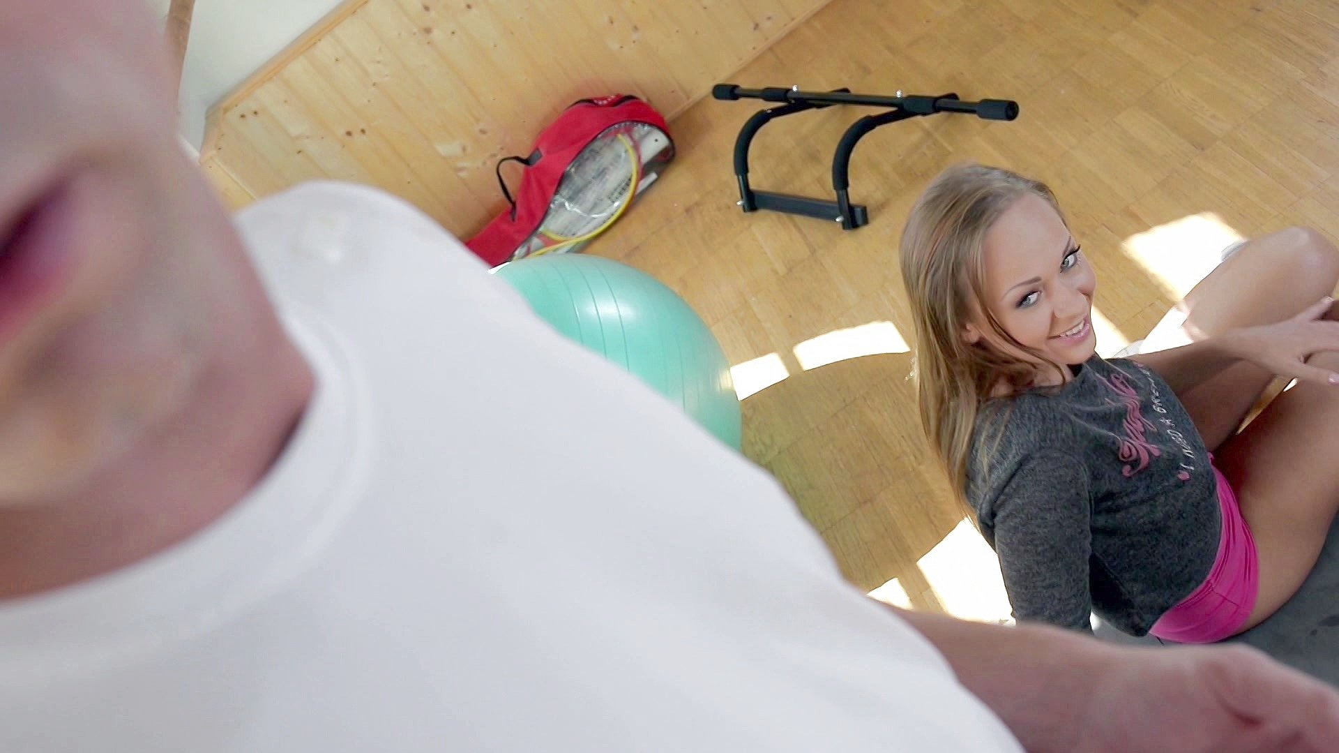 Teen Katarina Muti Helps Herself to Physical Therapy on Trainers Cock