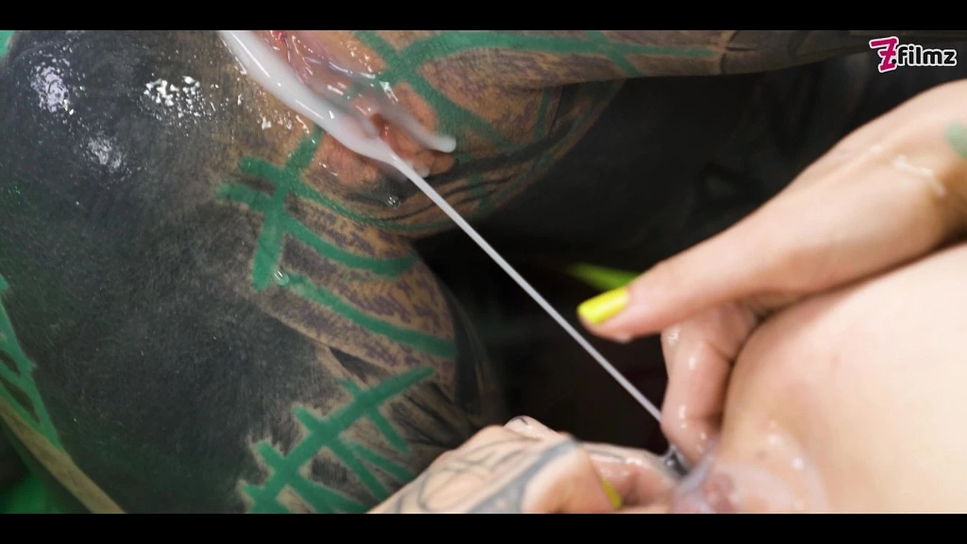 3 Tattoo Lesbians Play with Cum - Anal Gape, Prolapse, Ass Cum Swap + First Time Anal - Punk, Goth, Alt Porn - Anuskatzz - Zf 012