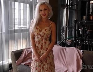Skinny Blonde Samanta Masturbating with a Thick Ribbed Dildo Vibrating Her Pussy Lips and Finger Ass