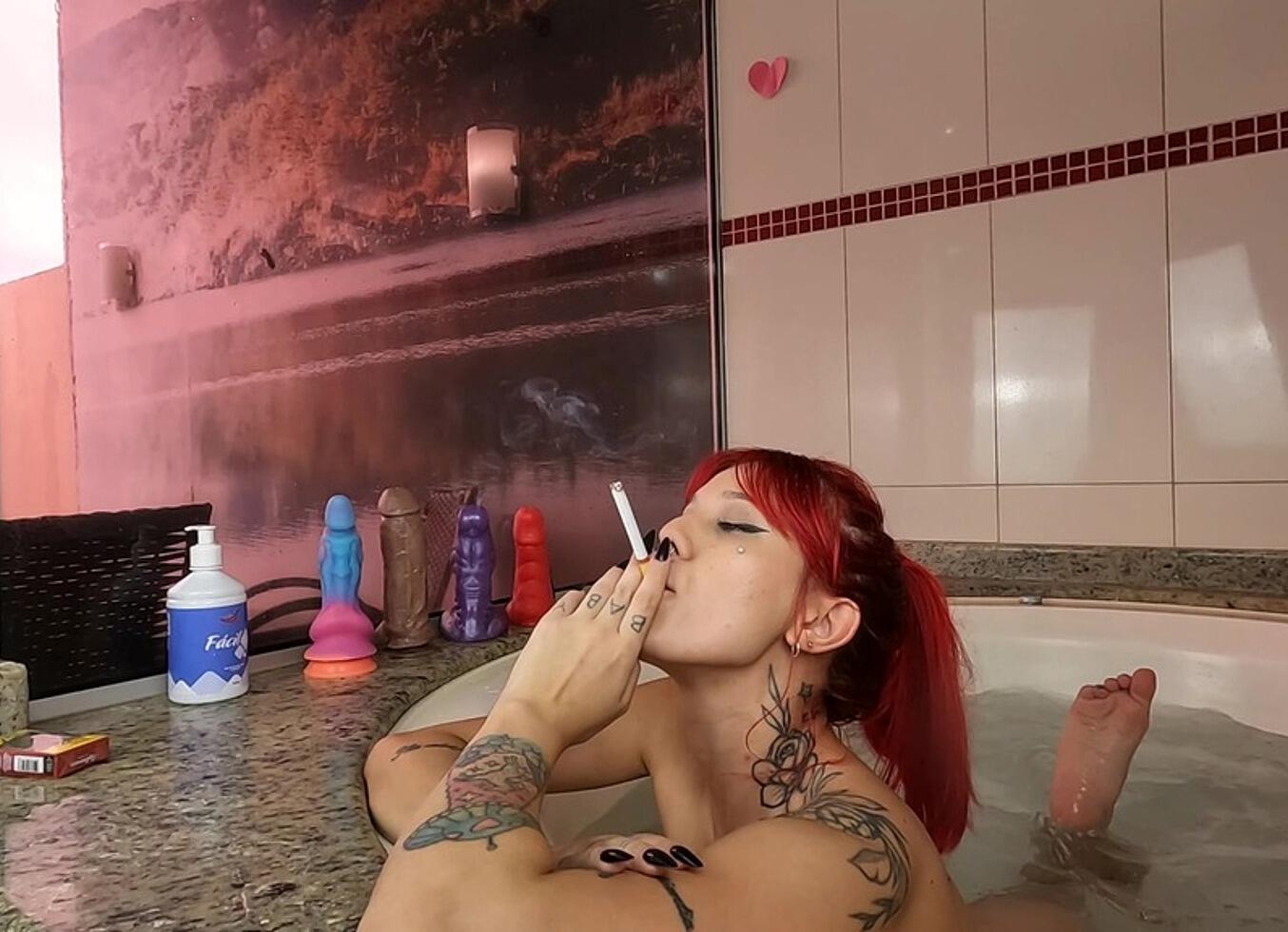 Smoking And Fucking My Asshole In The Bathtub