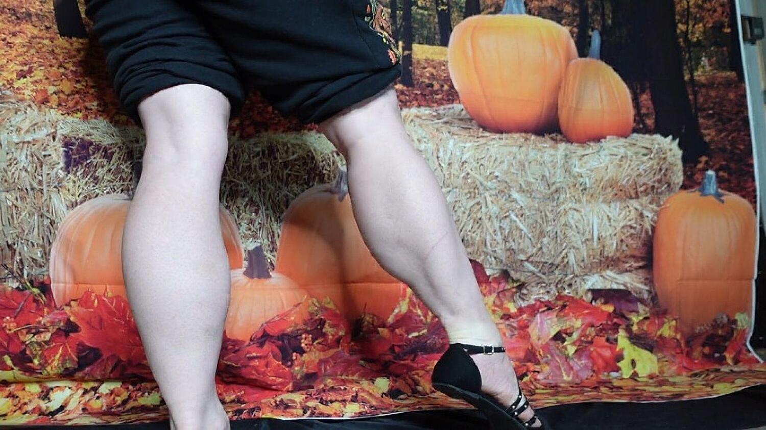 Calves Flex In Black Ballet Flats Thanksgiving Themed