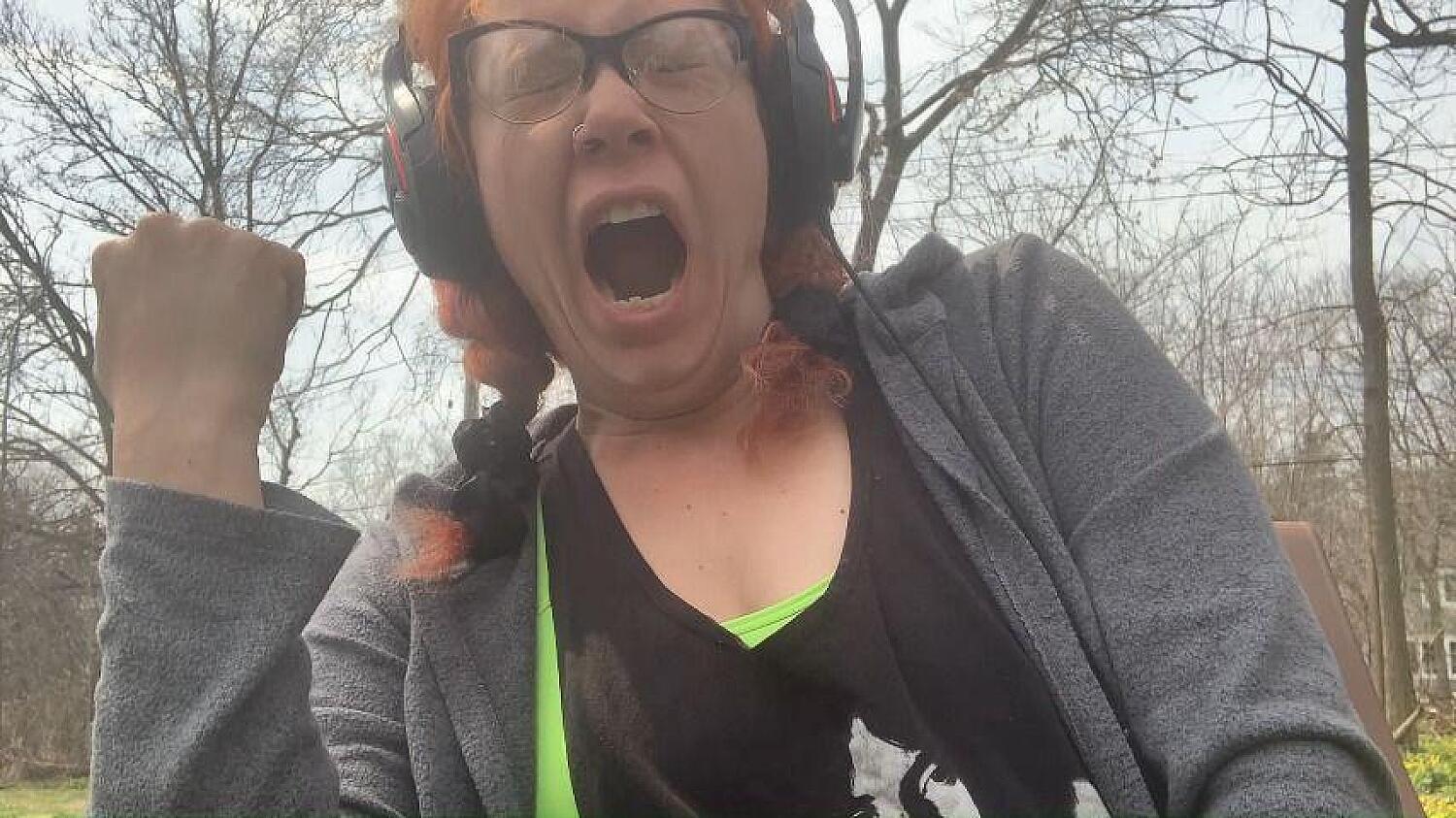 Big Yawns While Sitting Outside