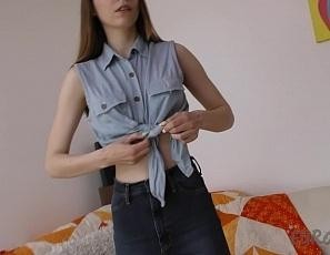 Fresh Face Amelia Miller First Time Naked on Camera Puffy Nipple Teen Uses a Dildo on the Couch