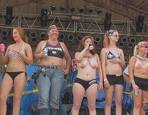 Wild Biker Chicks in Iowa Getting Naked to Win a Wet T\-Shirt Contest