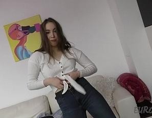 Striptease Dancing Hot Pale Teen Lika Masturbates with a Dildo