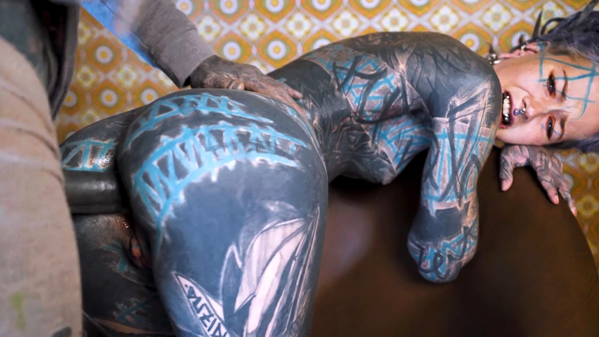 Tattooed Alts Rough Strap-On Anal Fuck