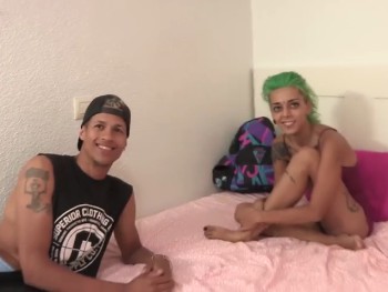 Lola, the Squatter Teen, Accepts the Monstercock Challenge: She Fucks Pepe's Stick and Her Roommates Join