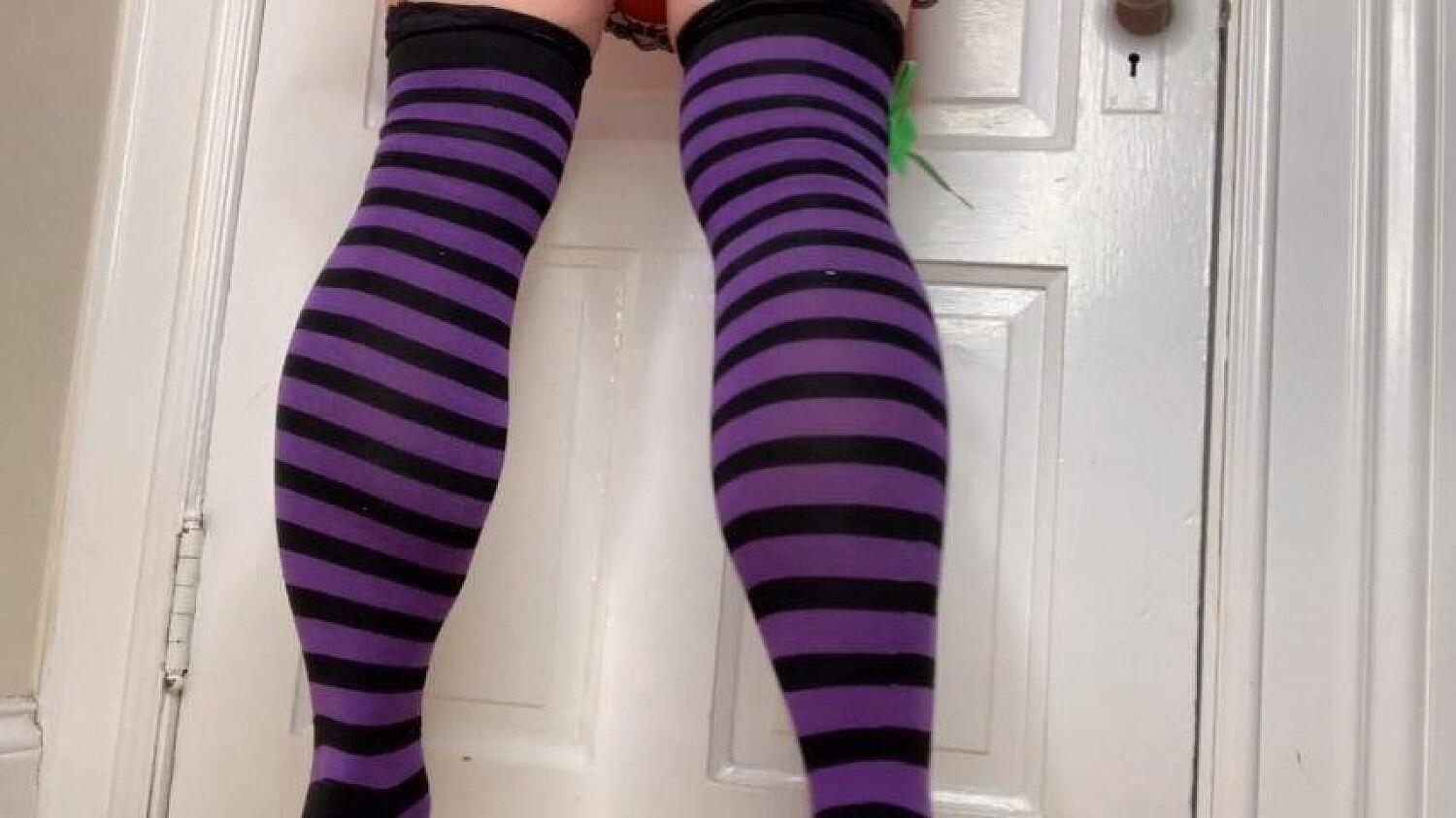 Striped Purple And Black Socks Showoff