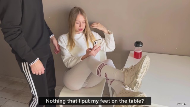 Insolent Girlfriend Threw Her Legs on the Table and Was Fucked for It.