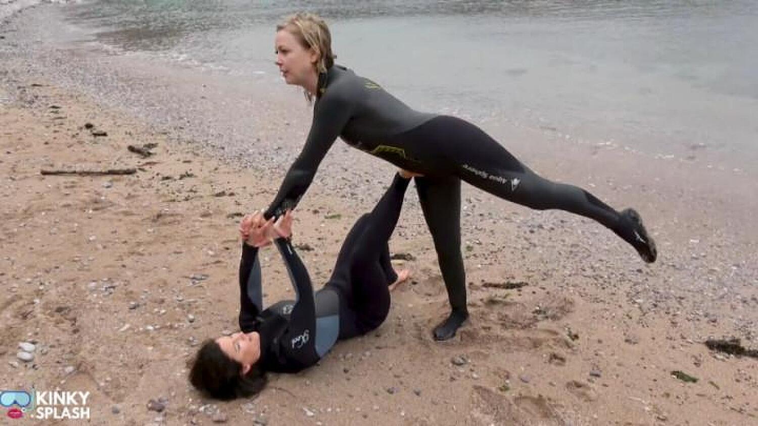 Neoprene Acro Yoga Fun In Flying With Leila