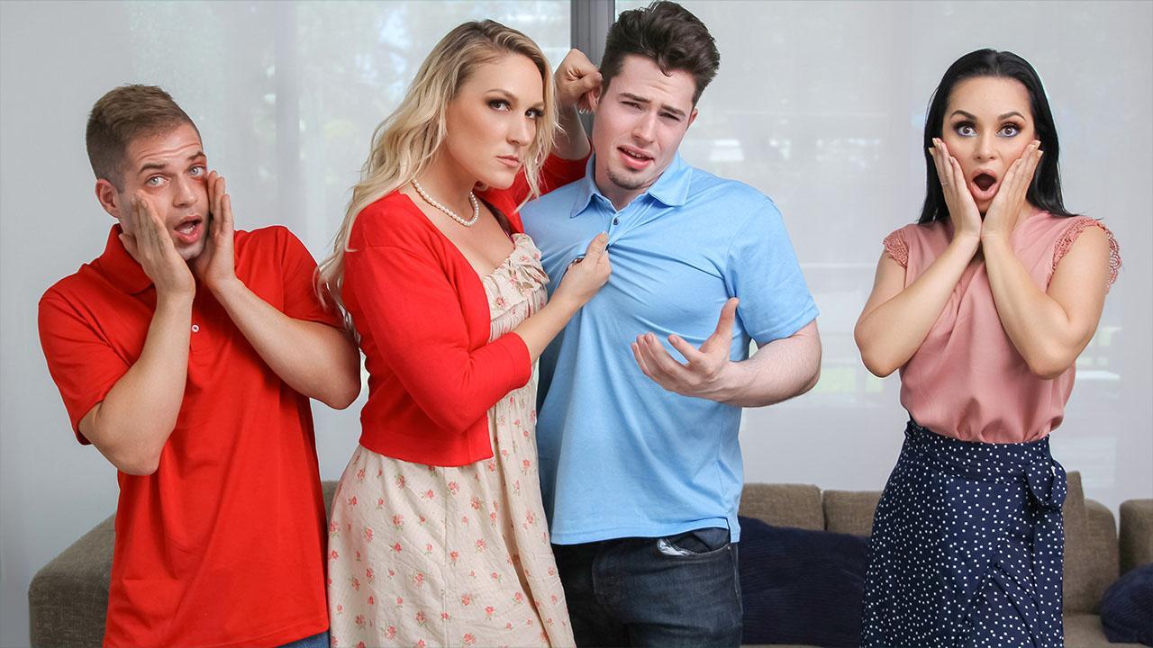 Nicky has a problem at school with Alex, who bullies Nicky constantly. Nicky’s stepmom Charley puts her foot down and confronts Alex and his stepmom, Crystal. Getting right down to the matter at hand Charley disciplines Alex the only way she knows how — with her thick thighs. Things get spicy fast, and before anyone knows it, they’re having a full-on stepmom swap.