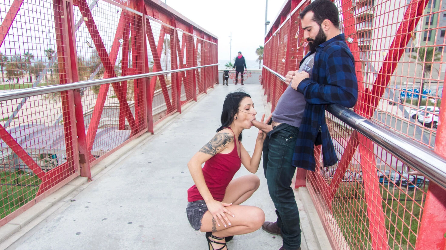 Skinny Tattooed Babe in Hot Public Fuck