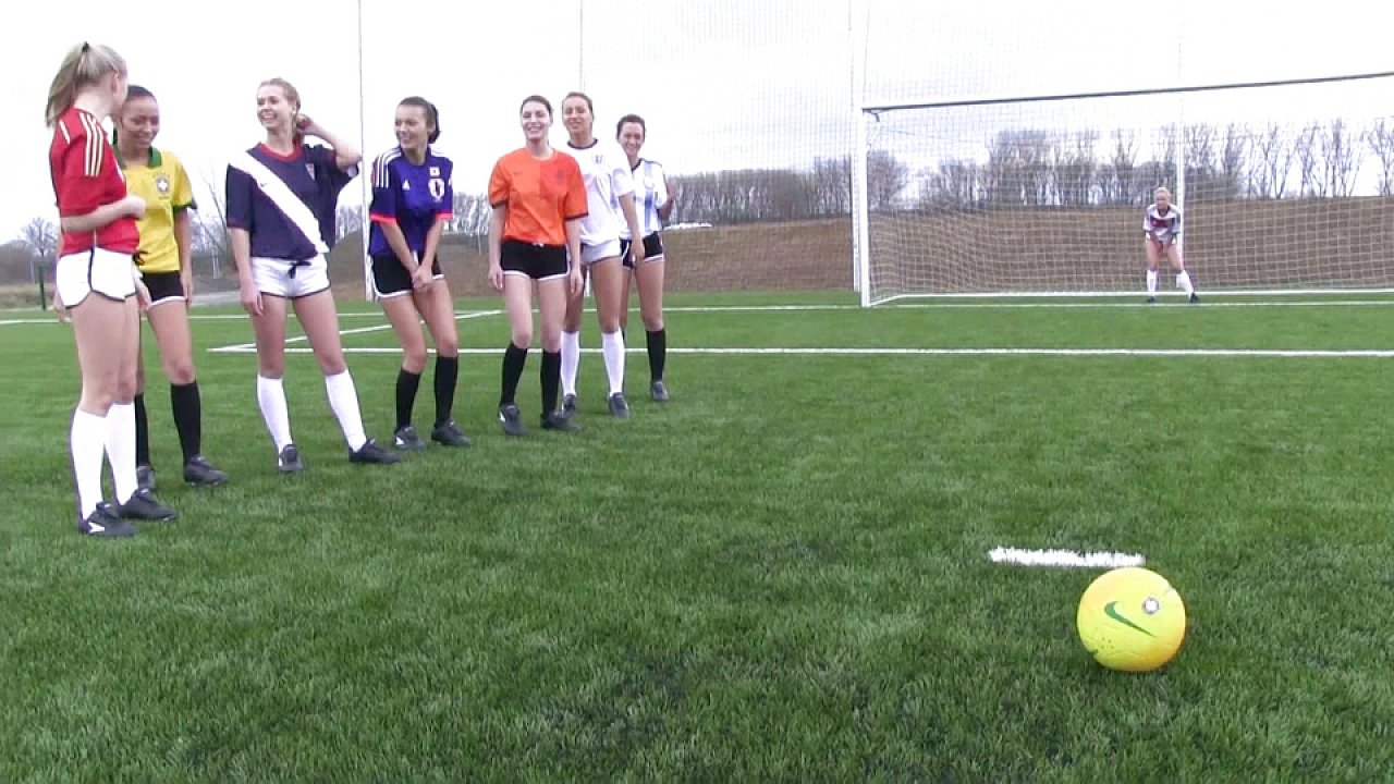Lesbian Petite 18 Year Olds Strip On The Soccer Field.