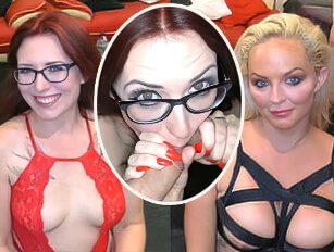 Redhead in Glasses Taking the Cum Facials