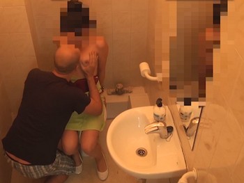 Stolen Vid! Horny and Fucked Debauched Teen in the Bar Toilets