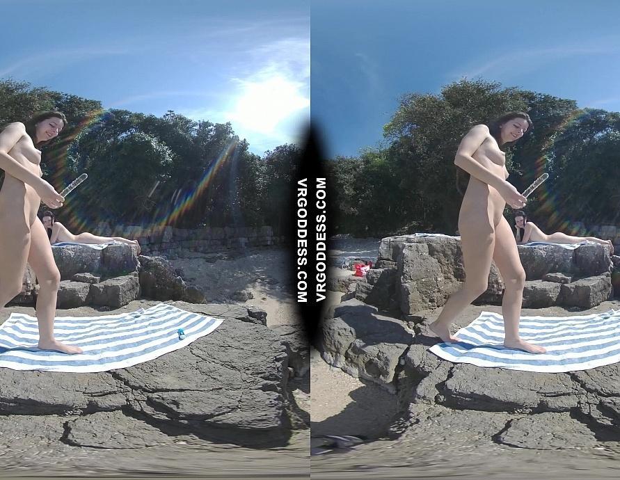 Rebeka Ruby Risky Nude Beach Dildo Masturbating on Vacation Nude Girls Background