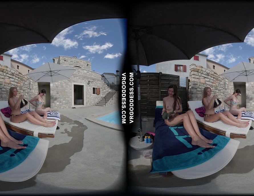 Kristina Emmux and Rebeka Ruby Poolside Naked Sunbathing Swimming Italian Villa